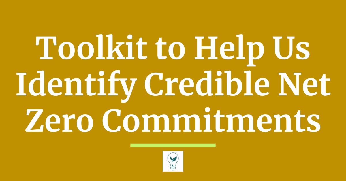 Toolkit to Help Us Identify Credible Net Zero Commitments